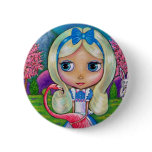 Alice in Wonderland and Flamingo Button