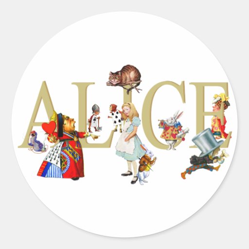 ALICE IN WONDERLAND AND FRIENDS ROUND STICKER
