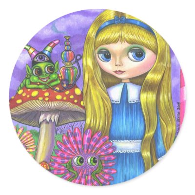 Alice in Wonderland and the Caterpillar Sticker by Blonde_Blythe