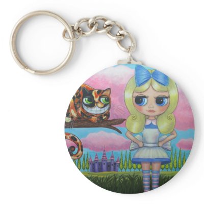 Alice in Wonderland and the Cheshire Cat Keychain by Blonde_Blythe