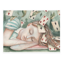 Alice in Wonderland asleep postcards