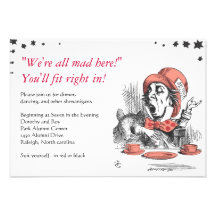 Alice In Wonderland Bat Mitzvah Party Card Custom Invites