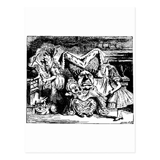Alice in Wonderland, black and white, Ducchess Postcards