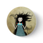Alice in wonderland blue dress red flowers Button by Rupydetequila Alice in wonderland blue dress red flowers Button