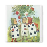 Alice in Wonderland: Cards Painting Roses Red 2 Refrigerator Magnets
