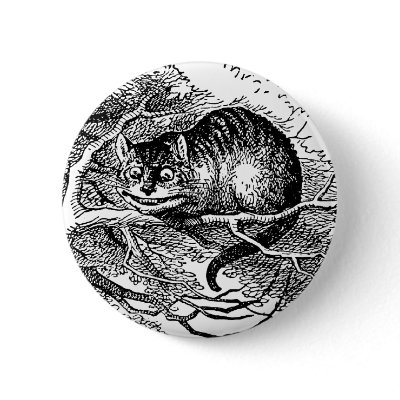 Alice in Wonderland; Cheshire Cat with Alice Pinback Button by YesterdayCafe
