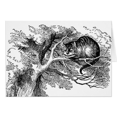Alice in Wonderland; Cheshire Cat with Alice Card by YesterdayCafe