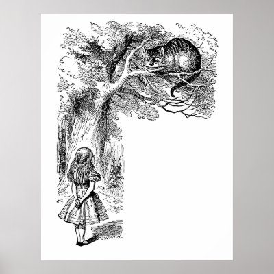 Alice in Wonderland; Cheshire Cat with Alice Print by YesterdayCafe