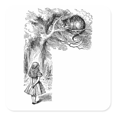 Alice in Wonderland; Cheshire Cat with Alice Sticker by YesterdayCafe