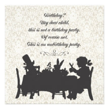 Alice in Wonderland Mad Hatter Tea Party Birthday Personalized Invitation
