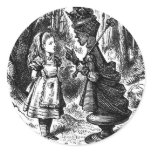 Alice in Wonderland Meets Red Queen Chess Piece Round Stickers