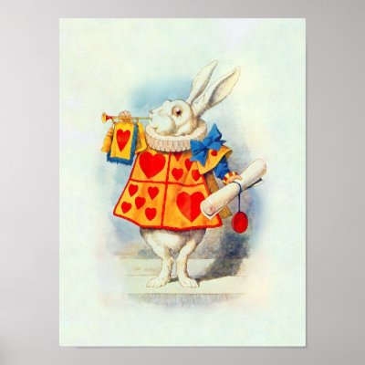 Alice in Wonderland ~ Print Rabbit Pink Heart by galleriaofart
