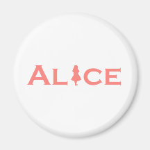Alice in Wonderland Salmon Pink Fridge Magnets