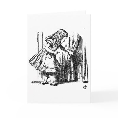 Alice in Wonderland  Small Door to Wonderland Greeting Cards by jerseyskimmilk