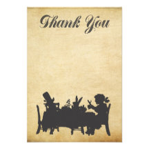Alice in Wonderland Tea Party Thank You Card Personalized Invites