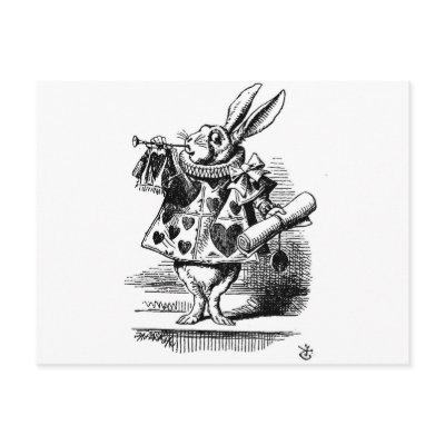 Alice in Wonderland White Rabbit with Trumpet Post Card by jerseyskimmilk