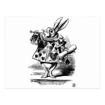 Alice in Wonderland White Rabbit with Trumpet Post Card