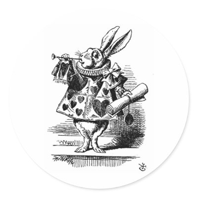 Alice in Wonderland White Rabbit with Trumpet Sticker by jerseyskimmilk