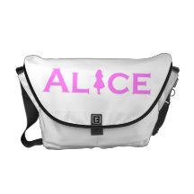 Alice in Wonderland Word Play in Pink Courier Bags