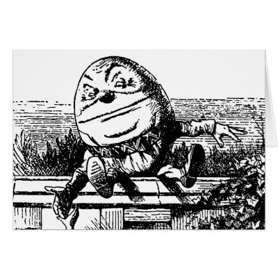 Alice in Wondlerand, Humpty Dumpty with Alice Greeting Cards by YesterdayCafe
