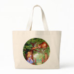 Alice Meets The Cheshire Cat in Wonderland Tote Bags