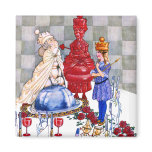 Alice Parties with The White Queen and Red Queen Fridge Magnet