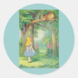 Alice & the Cheshire Cat Colour Round Stickers