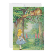Alice & the Cheshire Cat Full Colour Personalized Invitations