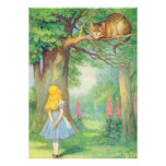 Alice & the Cheshire Cat Full Colour Personalized Invitations