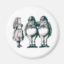 Alice, Tweedle Dee & Tweedle Dum in Pink Tint Magnets