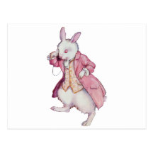 ALICE'S CHARMING WHITE RABBIT POSTCARD