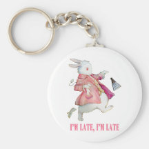 ALICE'S WHITE RABBIT SAYS, "I'M LATE, I'M LATE!" KEY CHAINS