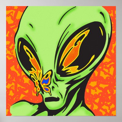 Alien and Butterfly Poster by sagart1952