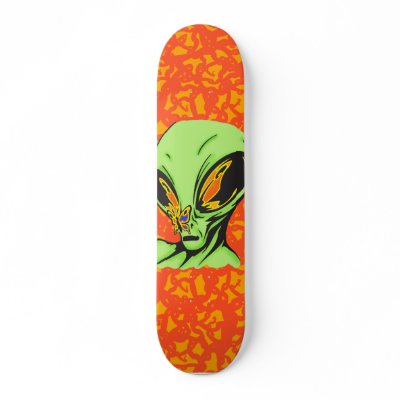 Alien and Butterfly Skateboard by sagart1952