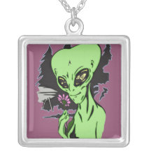 Alien and Pink Flower Jewelry