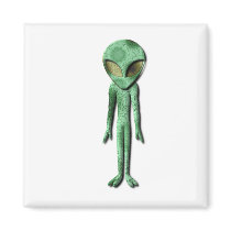 Alien Being Square Button Refrigerator Magnets