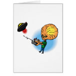 Alien boy with toy flying saucer cards