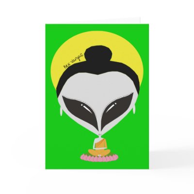 Alien Buddha Greeting Card by BexVargasAliens