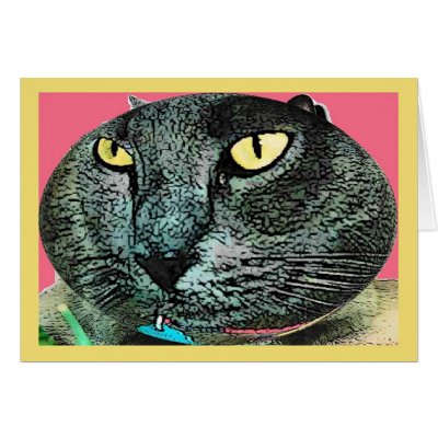 Alien Cat Greeting Card by Chriscat