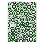 Alien Circuit Abstract - White on Dark Green Greeting Cards