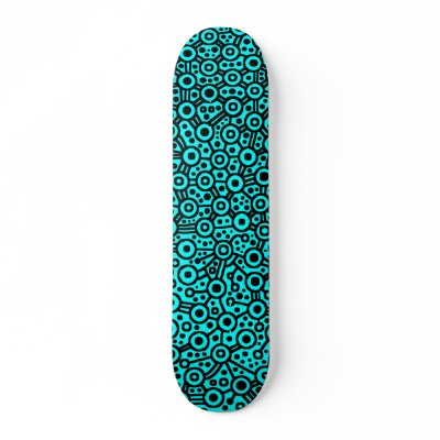 Alien Circuit III - Black on Cyan Skateboard Decks by artberry