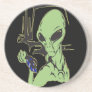 Alien Cries Over Dead Bird Drink Coaster