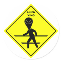 Alien Crossing Sticker