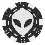 alien face poker chip black sticker