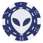 alien face poker chip blue stickers