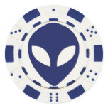 alien face poker chip white stickers