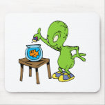 Alien feeding goldfish mousepad