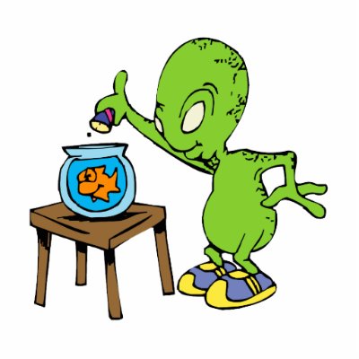 Alien feeding goldfish cut out by alien_nation