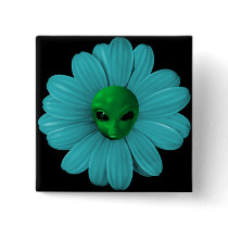 Alien Flower Heads Pinback Buttons