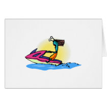 Alien Girl on JetSki Greeting Card